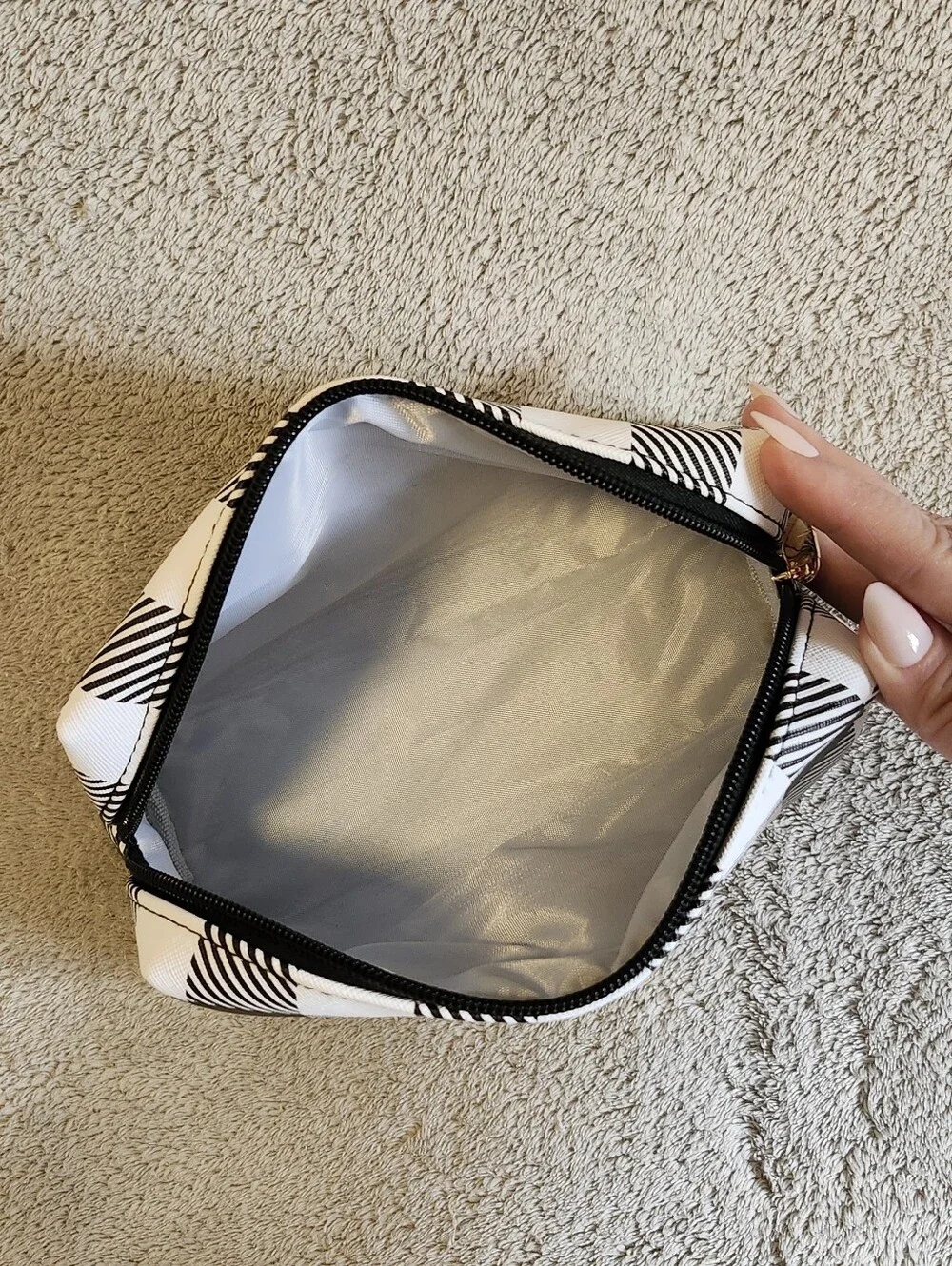 Black & White Check Cosmetic Makeup Bag